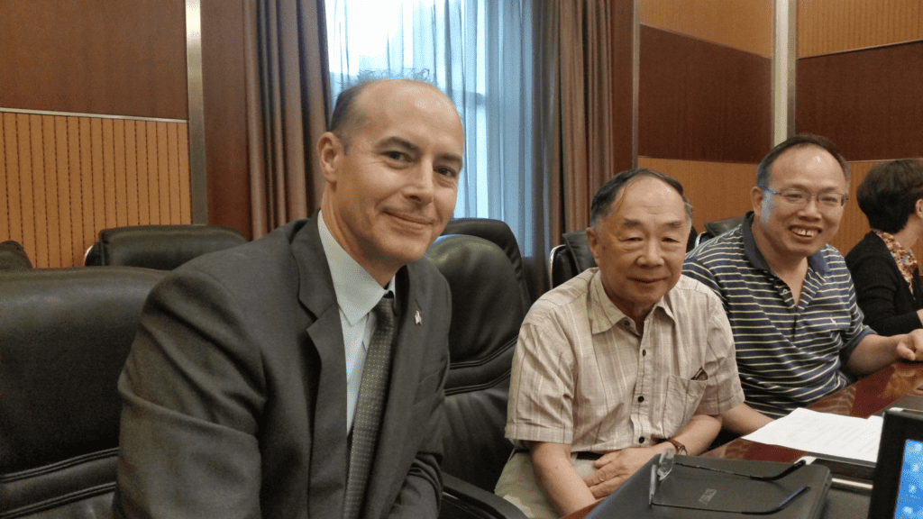 Figure: Attendees at a Planning Meeting for the 13th Chinese Five Year Plan regarding the Food Safety Focus Area: (left to right: Dr. John W SPINK, Dr. Junshi CHEN, and Dr. Yongning WU)